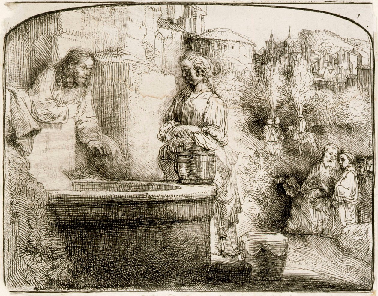 Le Christ et la Samaritaine - Rembrandt van Rijn
