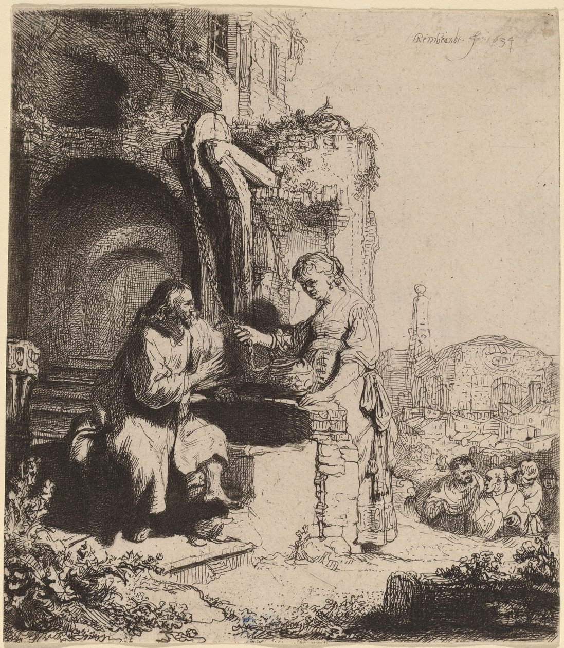 Christ et la femme de Samarie parmi les ruines - Rembrandt van Rijn