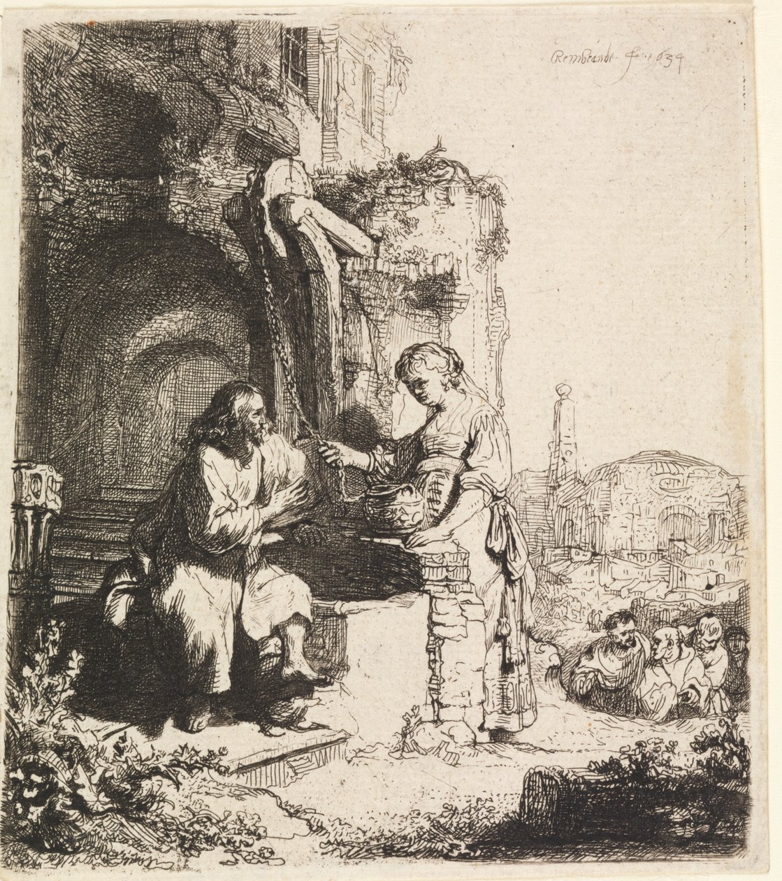 Le Christ et la femme de Samarie parmi les ruines - Rembrandt van Rijn