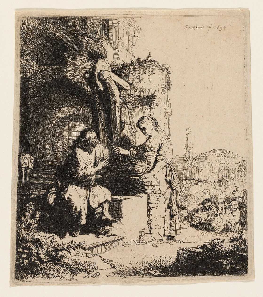 Le Christ et la femme de Samarie parmi les ruines - Rembrandt van Rijn