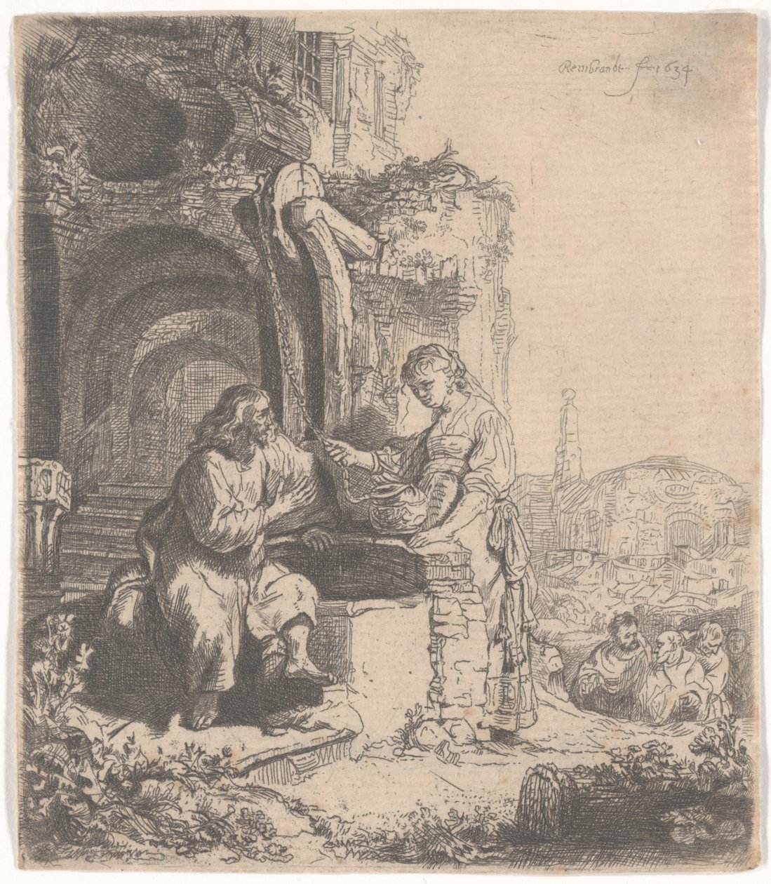 Le Christ et la femme de Samarie parmi les ruines, 1634 - Rembrandt van Rijn