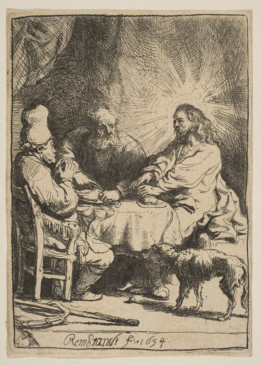Le Christ à Emmaüs : La plus petite planche, 1634 - Rembrandt van Rijn
