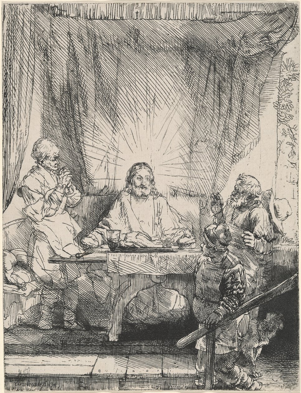 Le Christ à Emmaüs : la grande planche - Rembrandt van Rijn