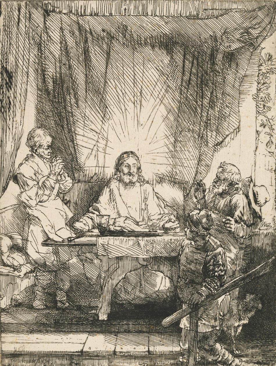 Le Christ à Emmaüs : la grande plaque - Rembrandt van Rijn