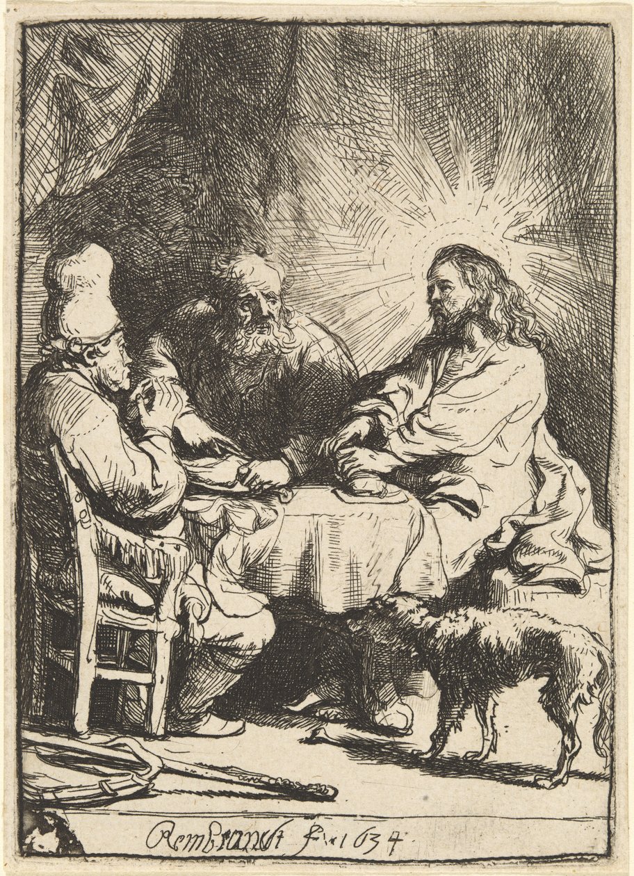 Le Christ à Emmaüs : la plus petite plaque - Rembrandt van Rijn