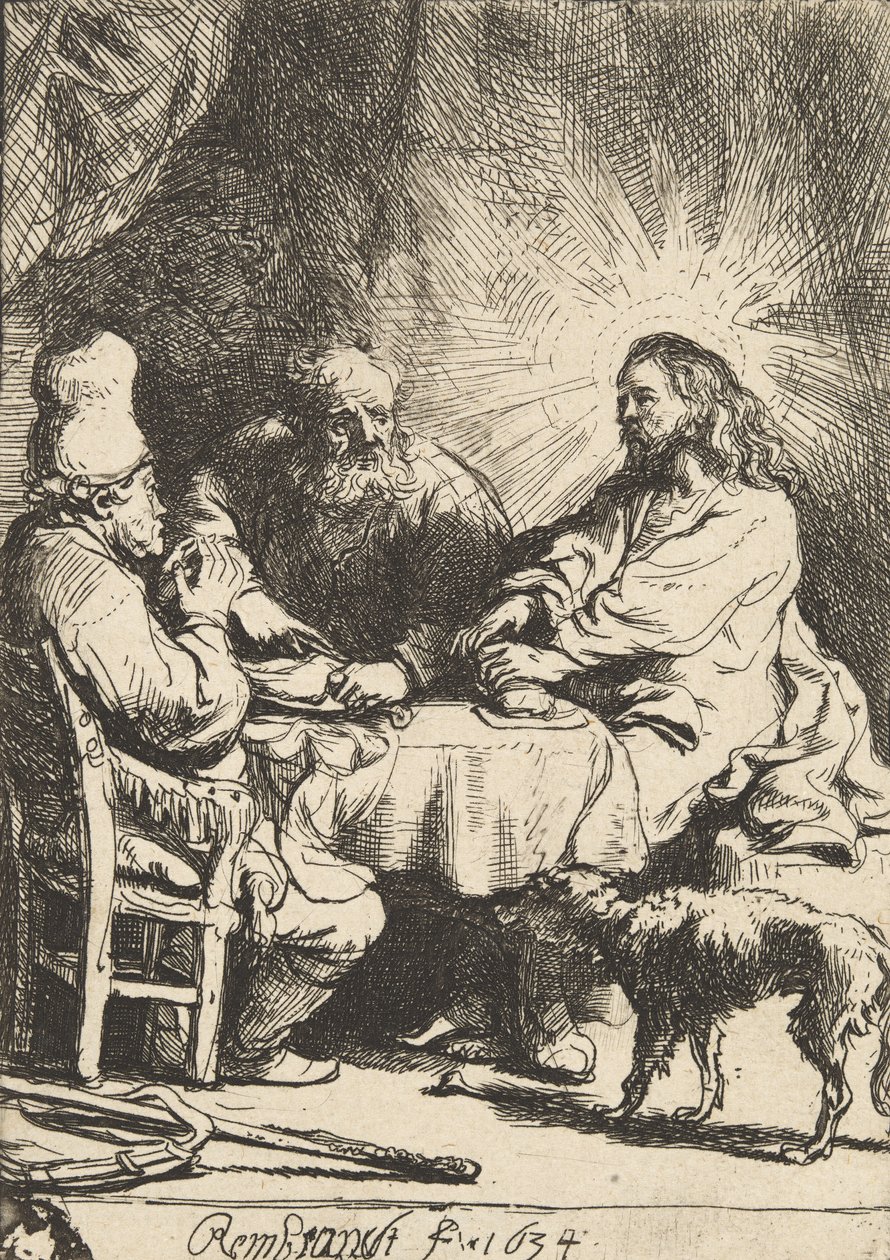 Christ à Emmaüs : la plus petite plaque - Rembrandt van Rijn