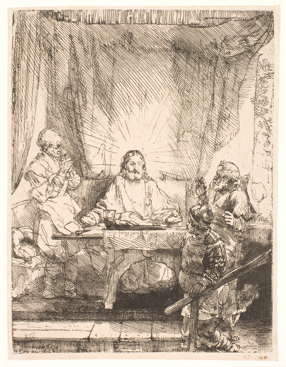 Le Christ à Emmaüs : le grand plateau - Rembrandt van Rijn
