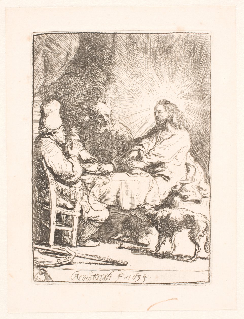 Le Christ à Emmaüs : la plus petite planche - Rembrandt van Rijn
