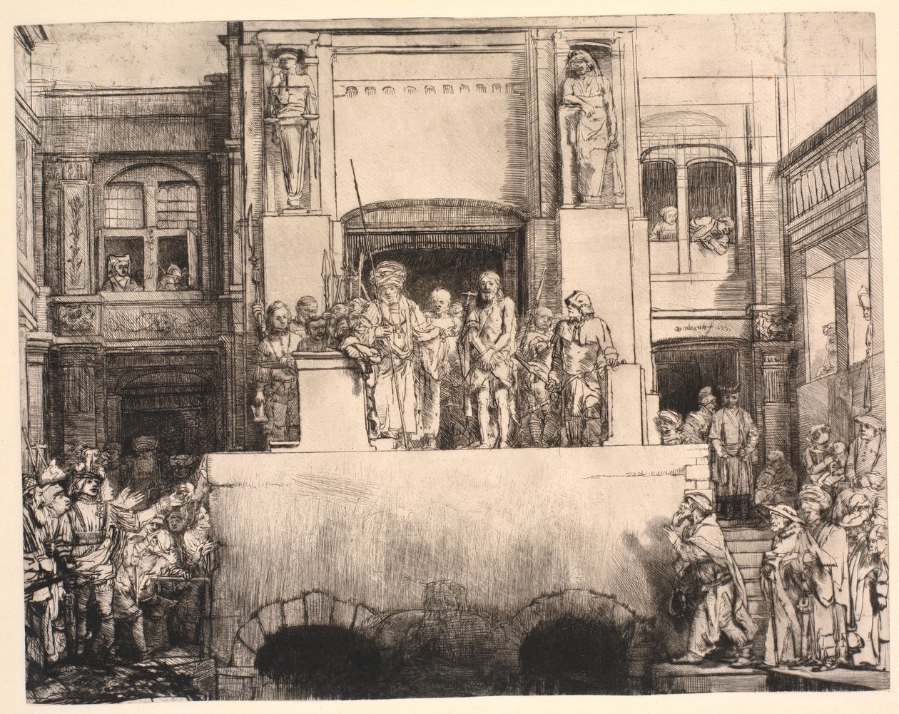 Le Christ présenté au peuple : grande plaque oblongue - Rembrandt van Rijn