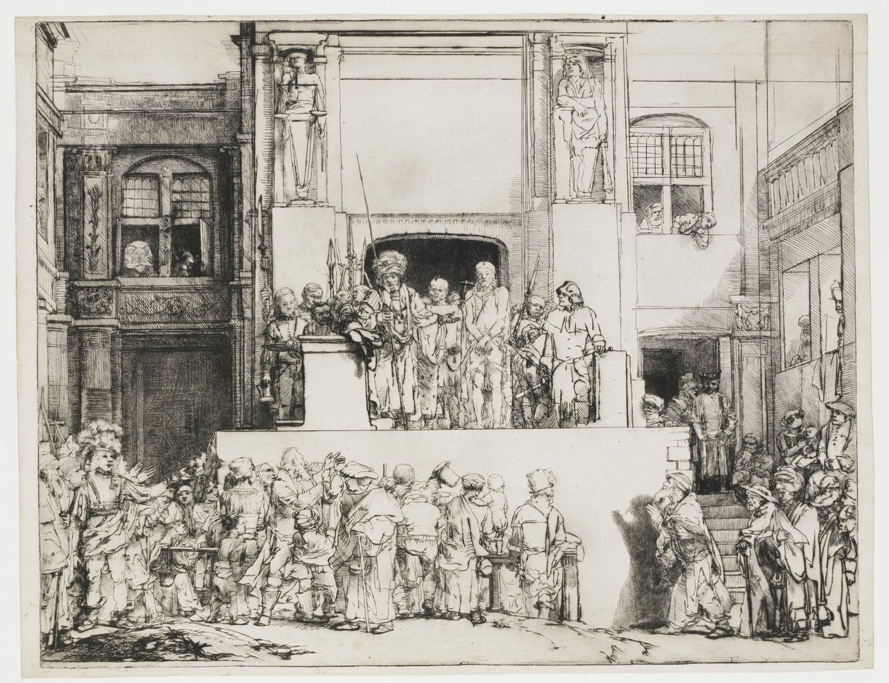 Le Christ présenté au peuple : assiette rectangulaire - Rembrandt van Rijn