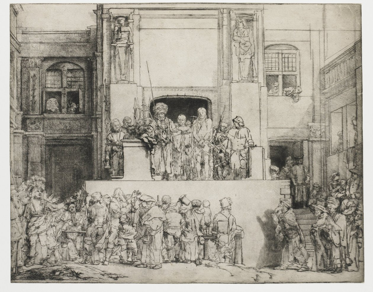 Le Christ présenté au peuple : assiette rectangulaire - Rembrandt van Rijn