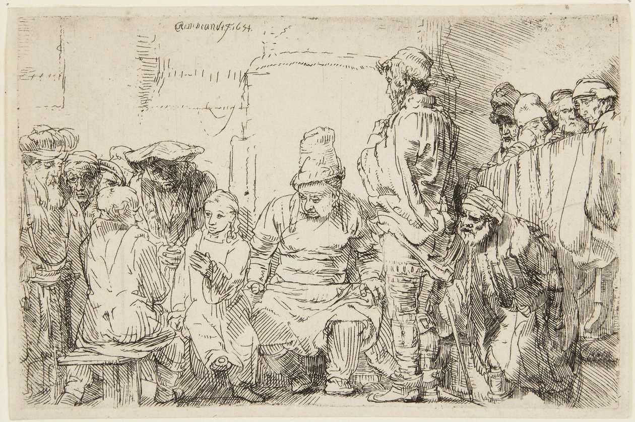 Le Christ assis, en pleine discussion avec les docteurs - Rembrandt van Rijn