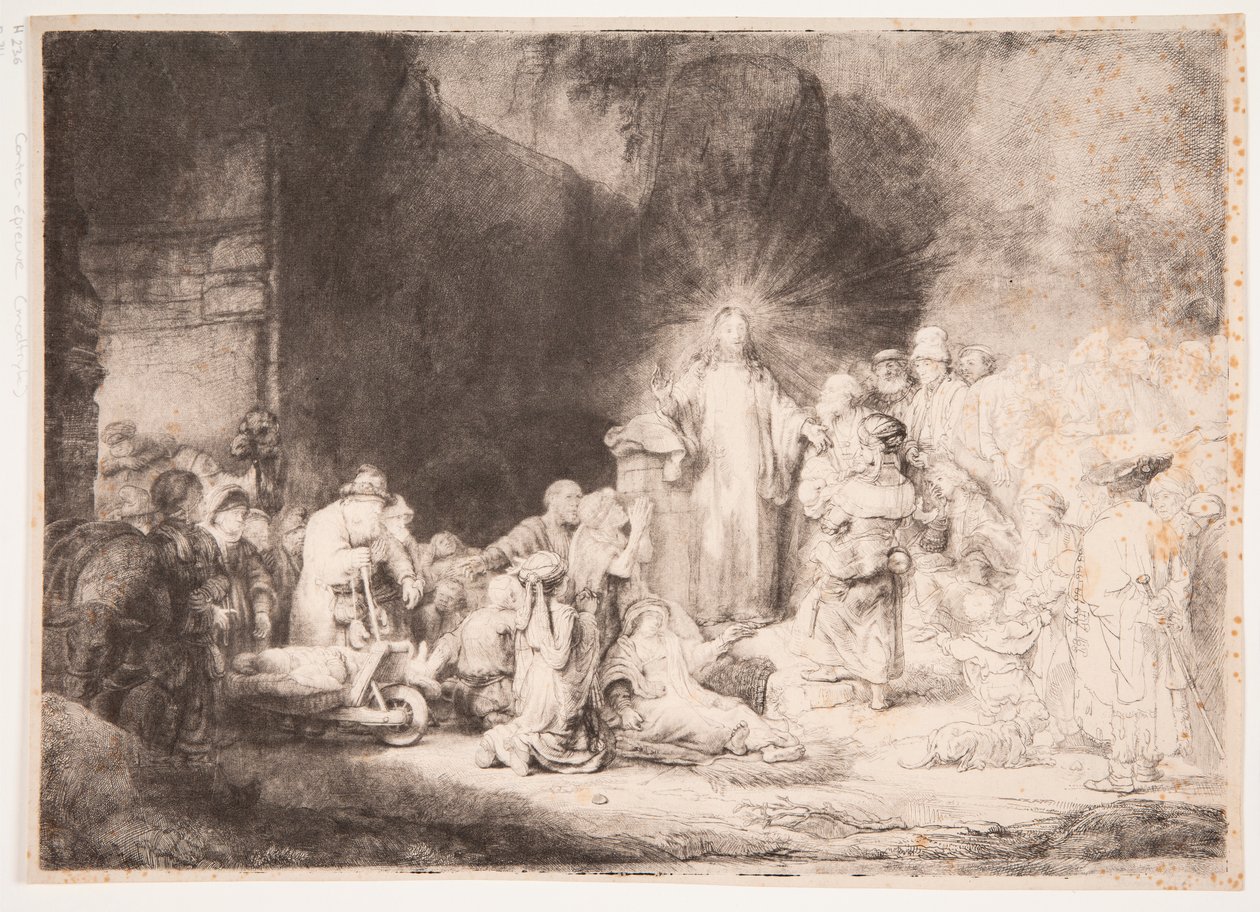 Le Christ entouré de malades, accueillant les petits enfants (la « Gravure aux cent florins ») - Rembrandt van Rijn