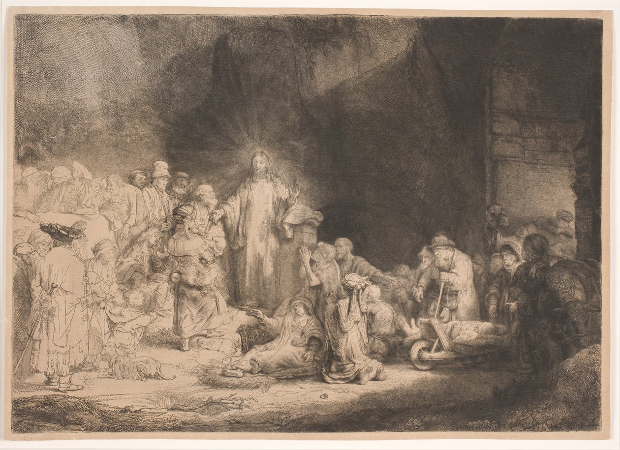 Le Christ entouré de malades, accueillant les petits enfants (l’« Estampe aux cent florins ») - Rembrandt van Rijn