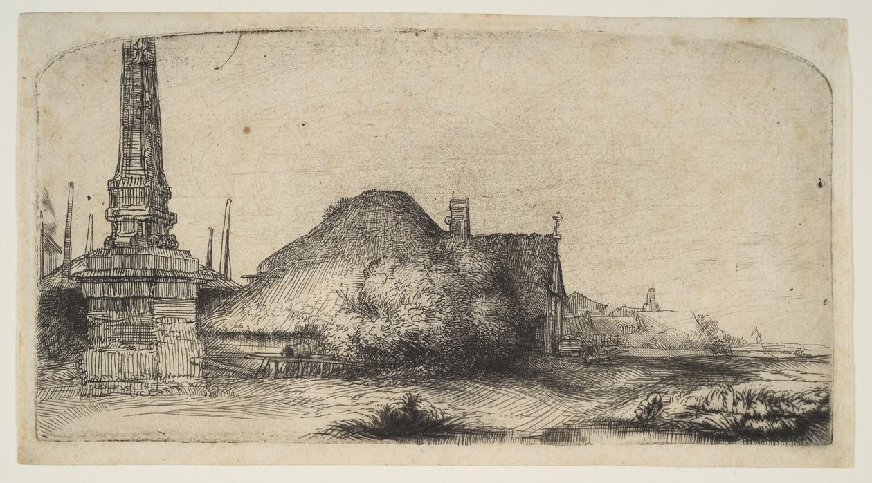 Cottage et borne sur le Spaarndammerdijk, vers 1650 - Rembrandt van Rijn