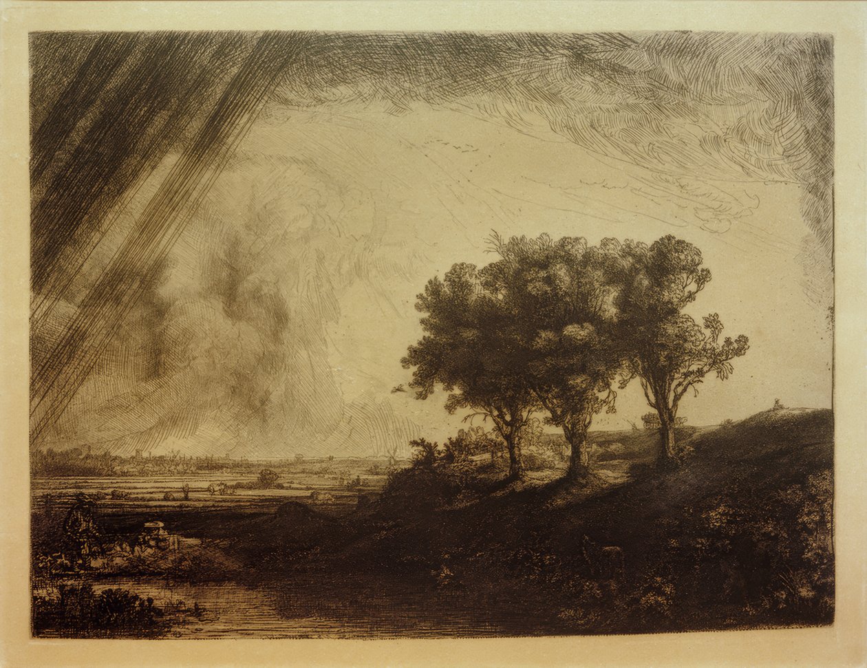 Le paysage avec les trois arbres - Rembrandt van Rijn