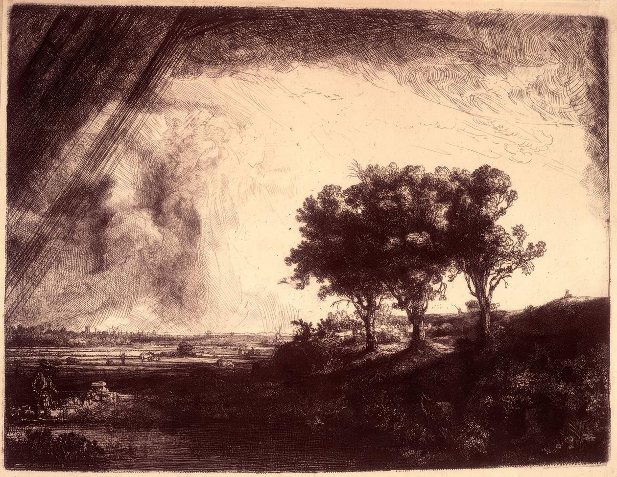 Le paysage avec les trois arbres - Rembrandt van Rijn