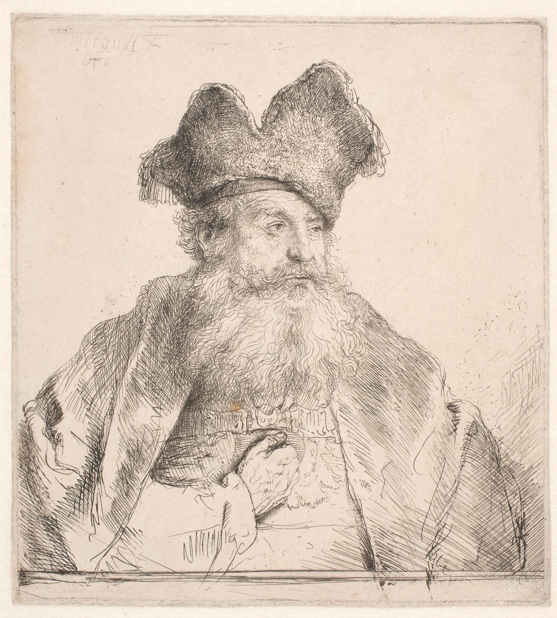 Vieil homme avec un bonnet de fourrure - Rembrandt van Rijn