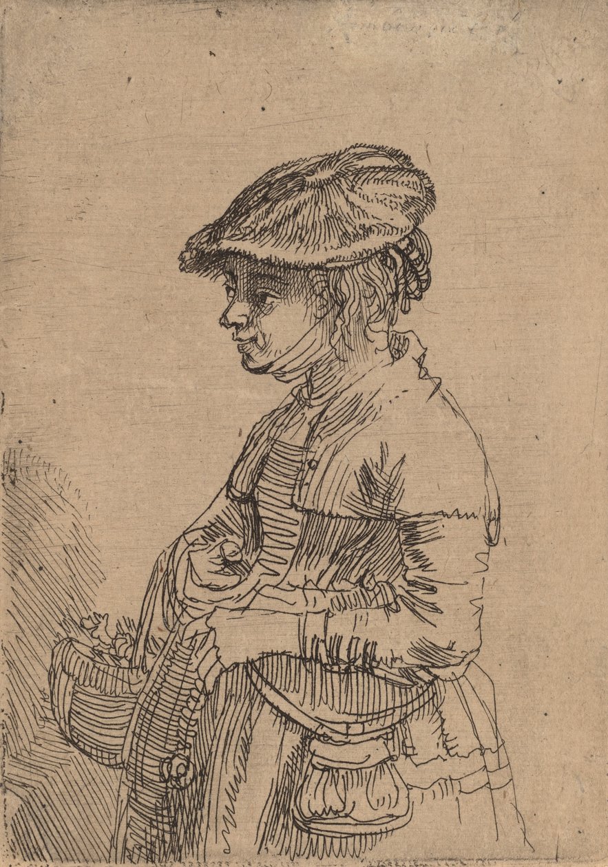 Fille avec un panier, vers 1642 - Rembrandt van Rijn