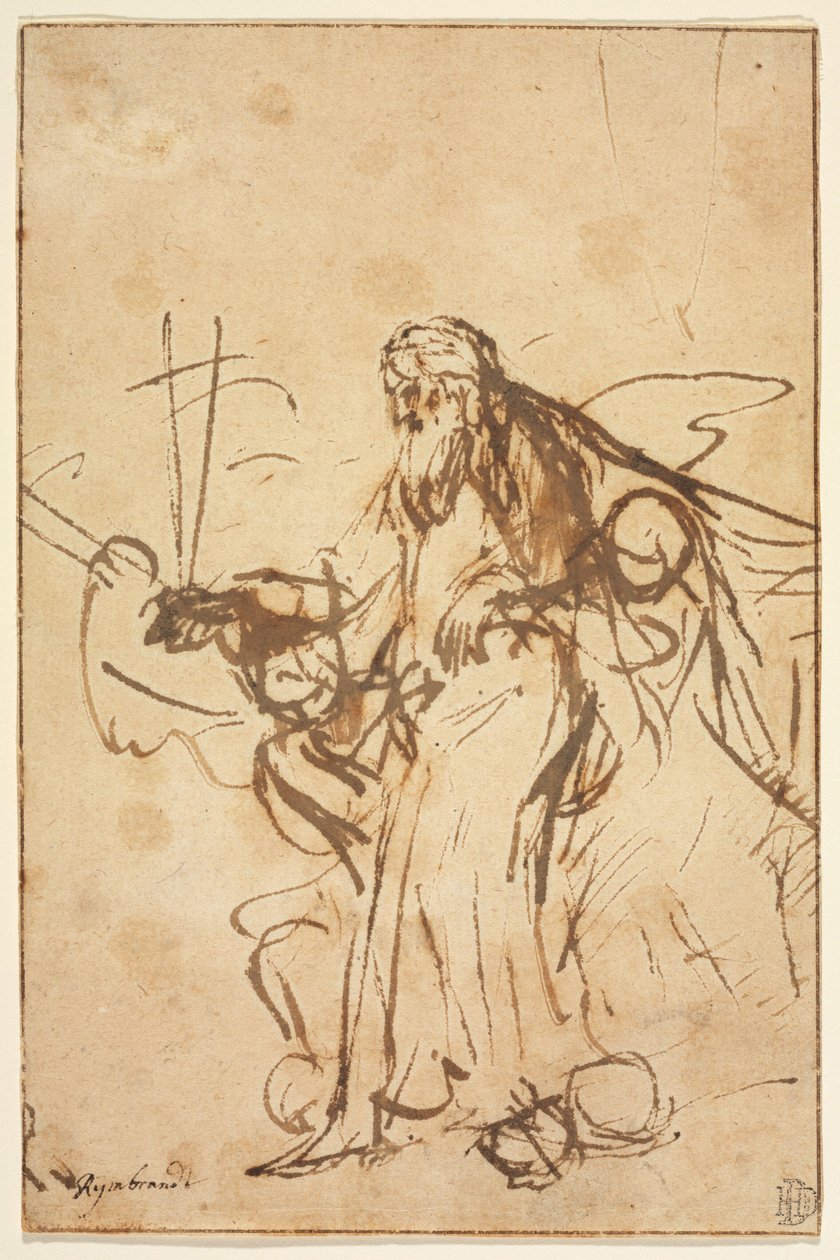 Dieu le Père soutenu par des anges - Rembrandt van Rijn