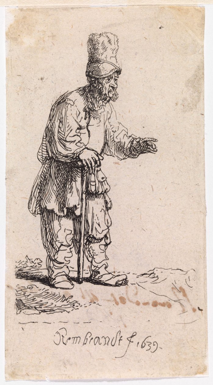 Un Juif portant une casquette à visière haute - Rembrandt van Rijn