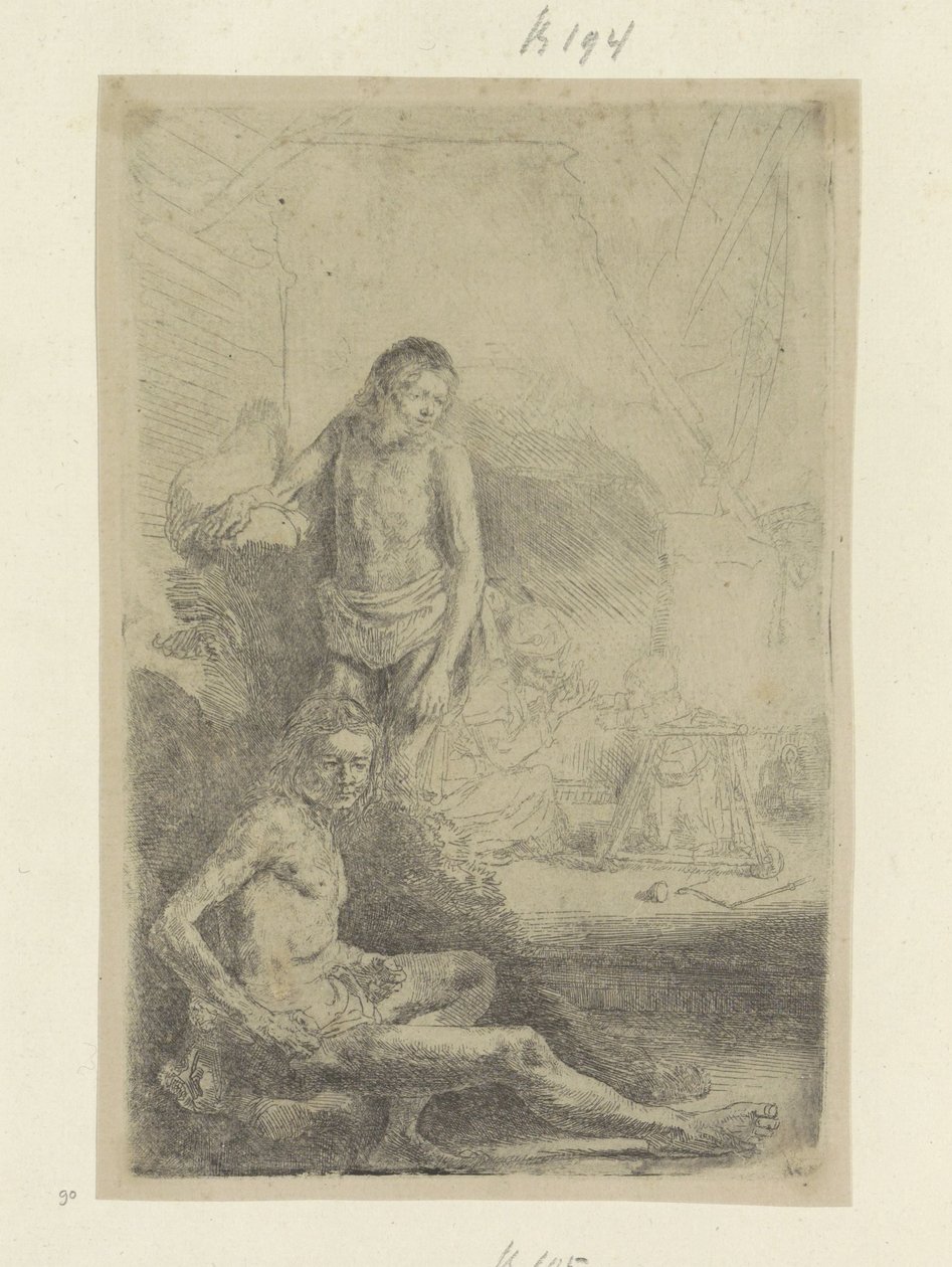 Jeune homme, assis et debout - Rembrandt van Rijn