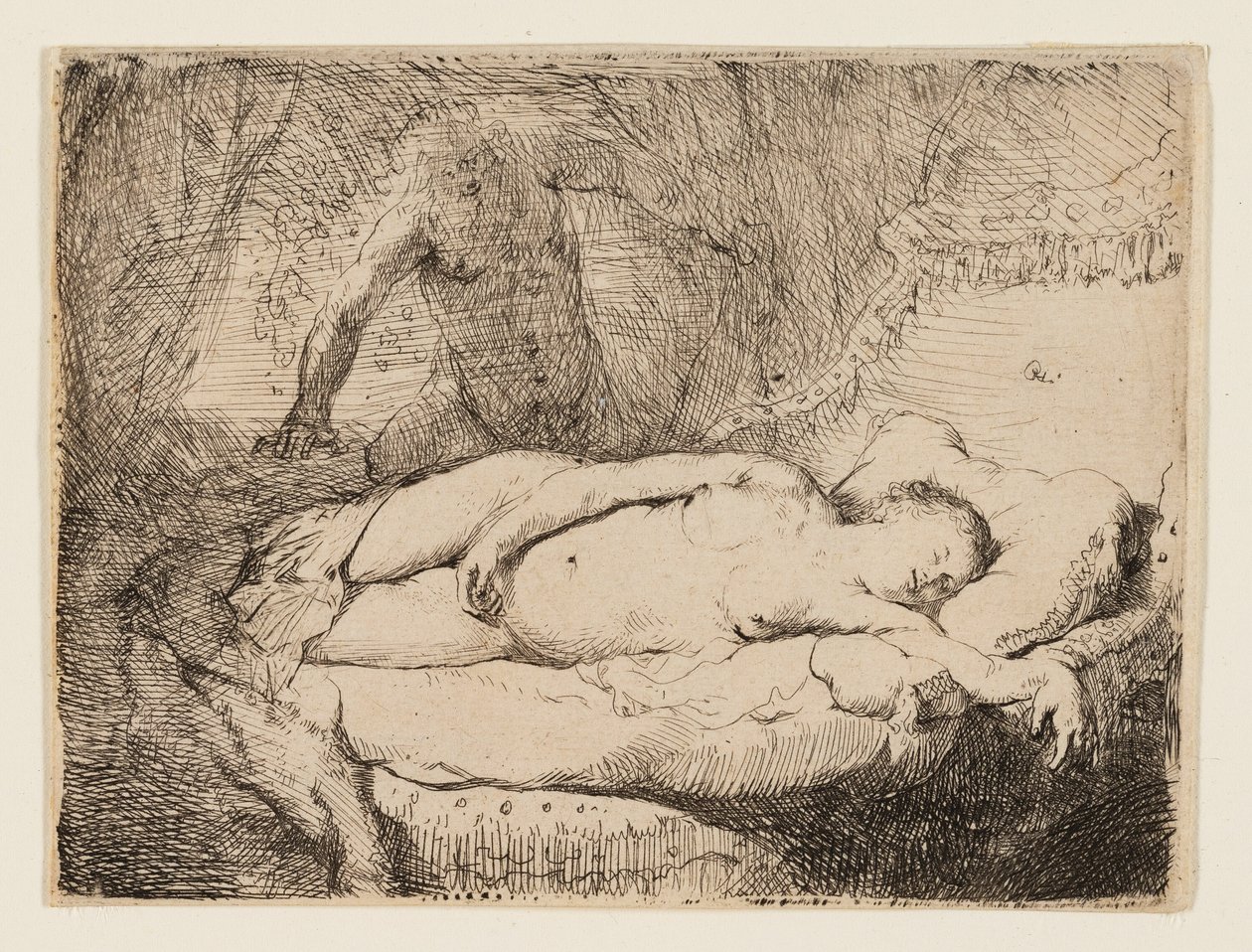Jupiter et Antiope : Petite planche - Rembrandt van Rijn