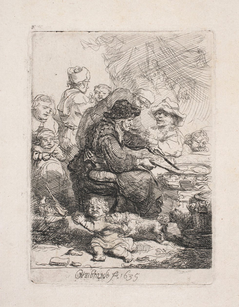 Une femme en train de faire frire des galettes - Rembrandt van Rijn