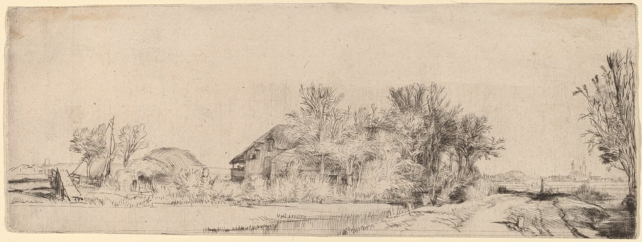 Paysage avec une route le long d
