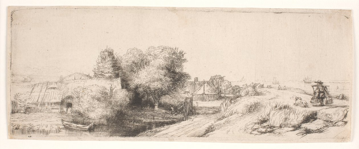 Paysage avec un laitier - Rembrandt van Rijn