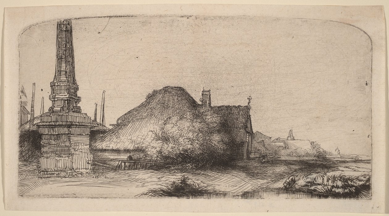 Paysage avec un obélisque - Rembrandt van Rijn