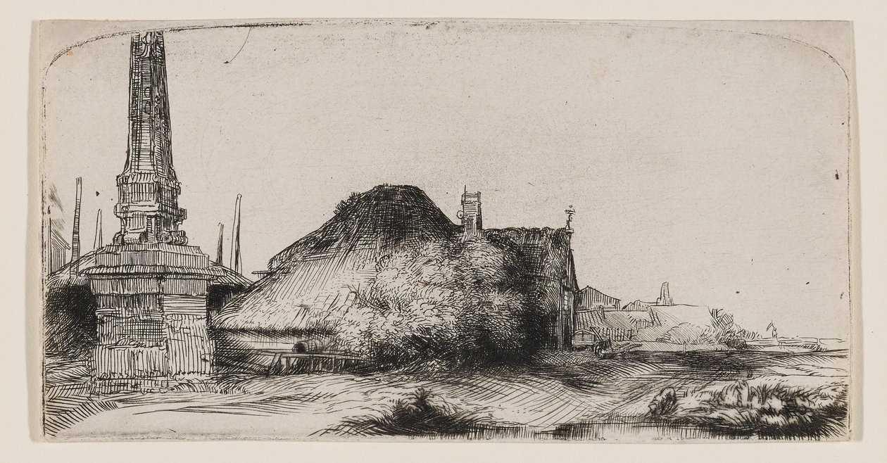 Paysage avec un obélisque - Rembrandt van Rijn