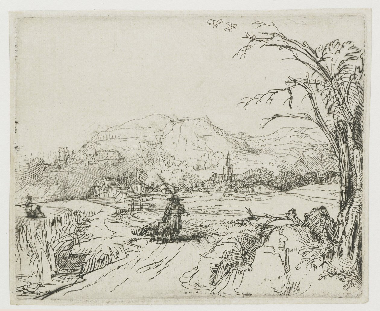 Paysage avec un berger et ses chiens (« Le petit chasseur ») - Rembrandt van Rijn