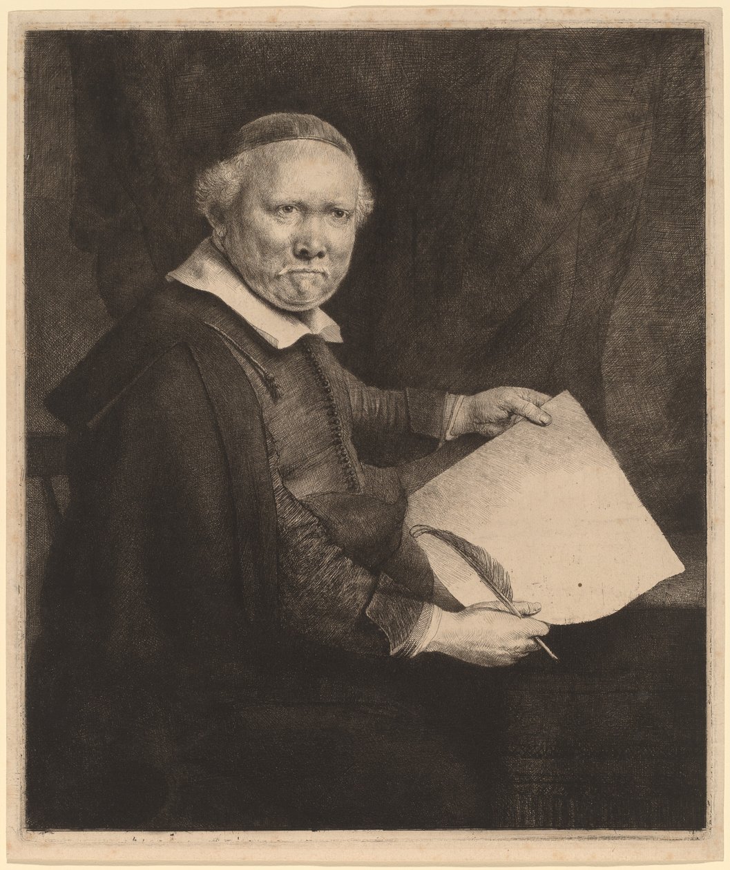 Lieven Willemsz van Coppenol: la grande plaque - Rembrandt van Rijn