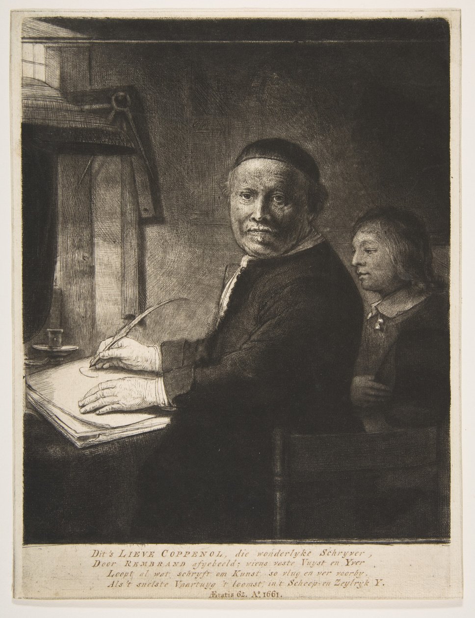 Lieven Willemsz van Coppenol avec son petit-fils, ca. 1658 - Rembrandt van Rijn