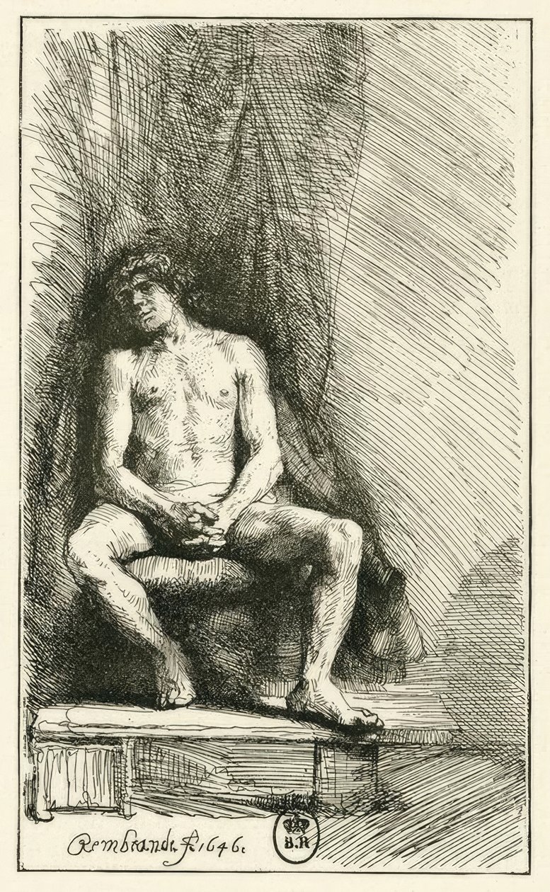 Nu masculin assis - Rembrandt van Rijn