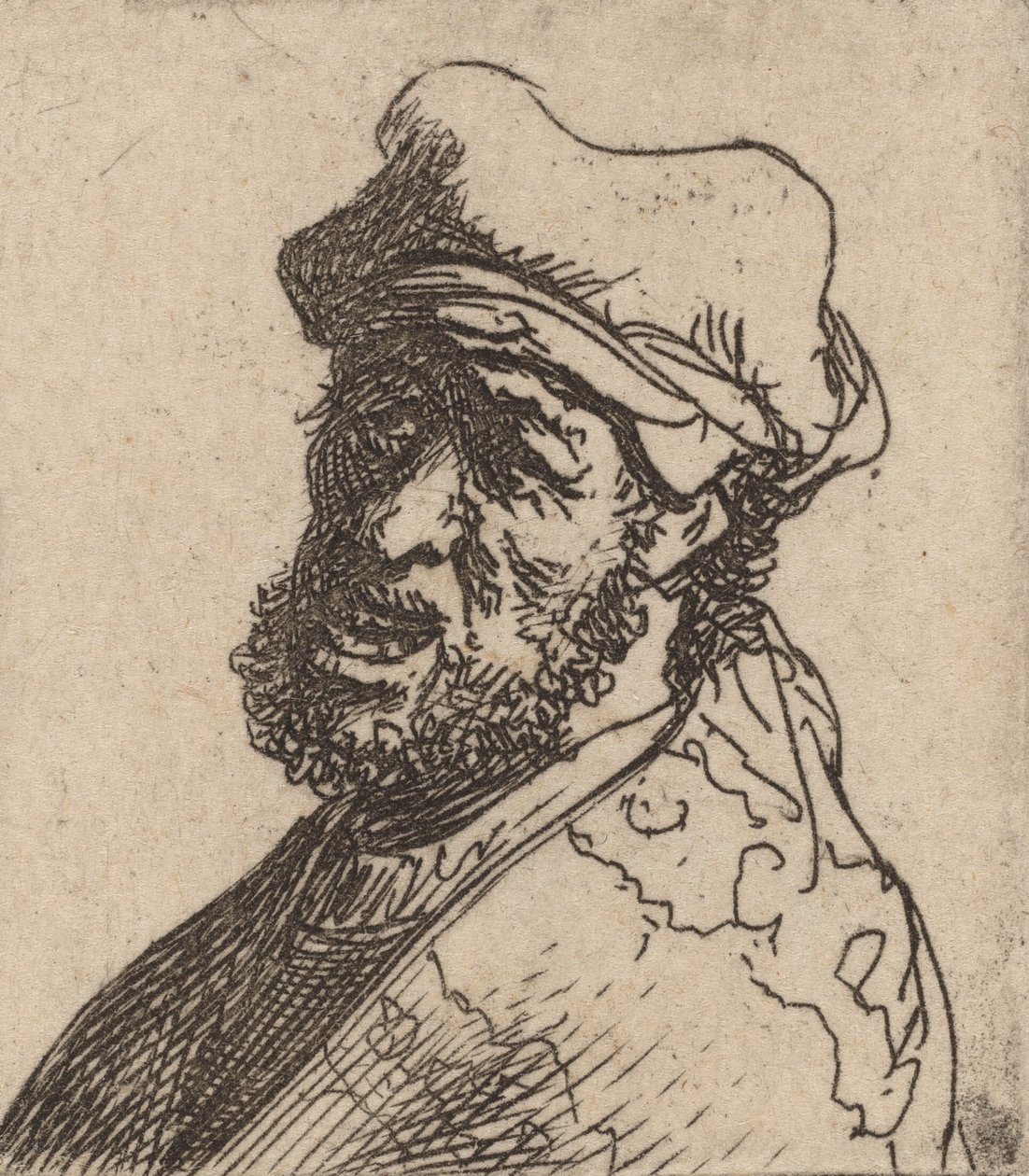 Homme criant, trois-quarts gauche - Rembrandt van Rijn