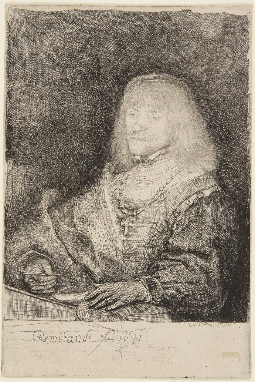 Homme avec un crucifix et une chaîne - Rembrandt van Rijn