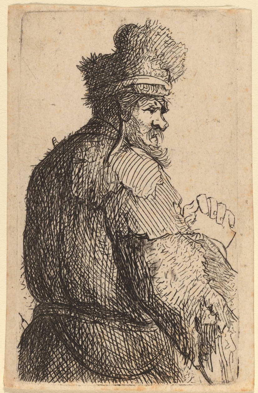 Vieil homme vu de dos, profil à droite - Rembrandt van Rijn
