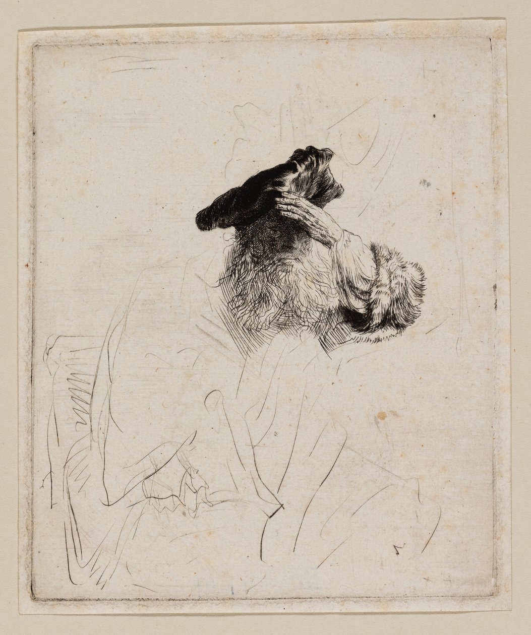 Vieil homme se protégeant les yeux avec sa main - Rembrandt van Rijn