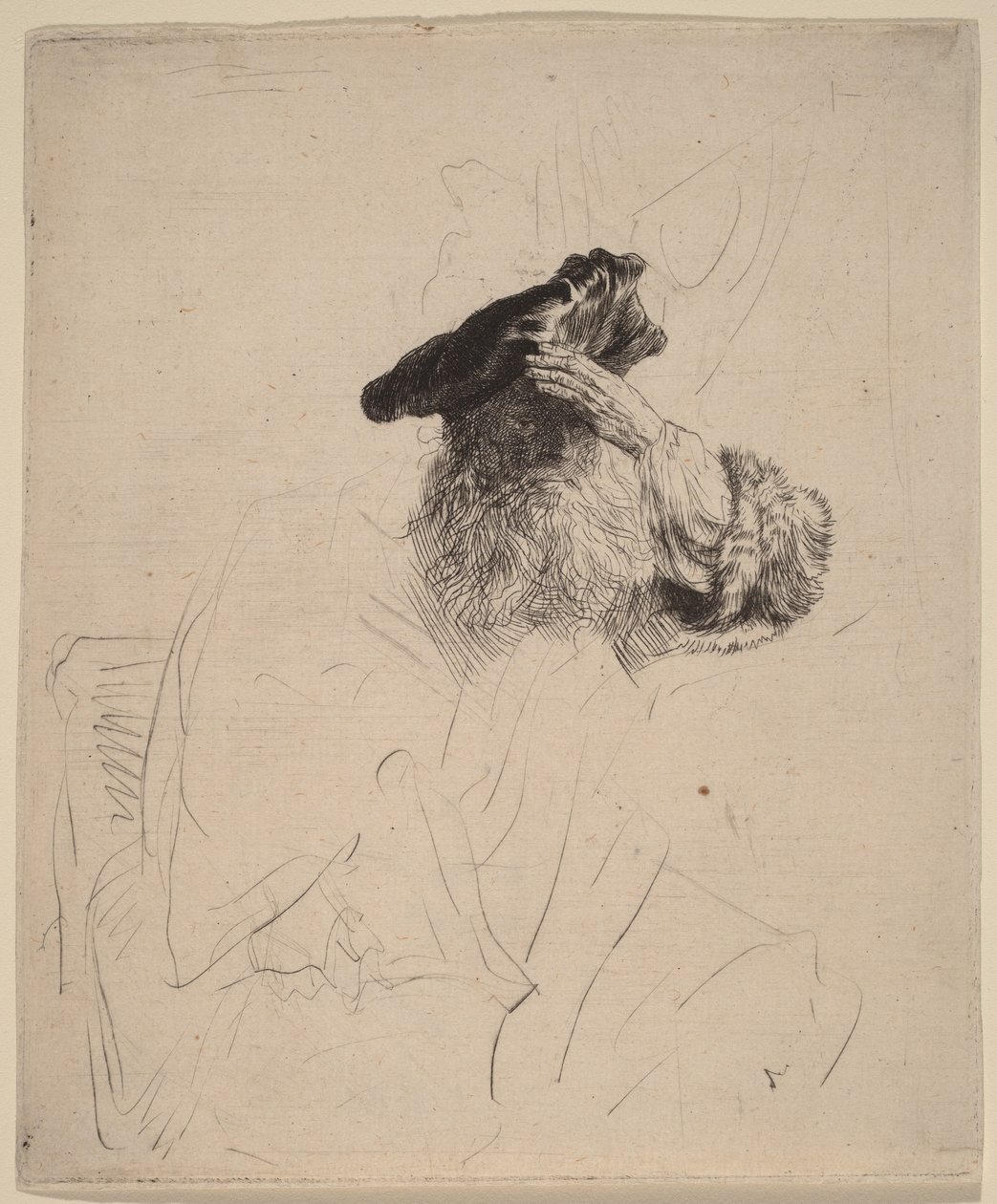 Un vieil homme se protégeant les yeux avec la main - Rembrandt van Rijn