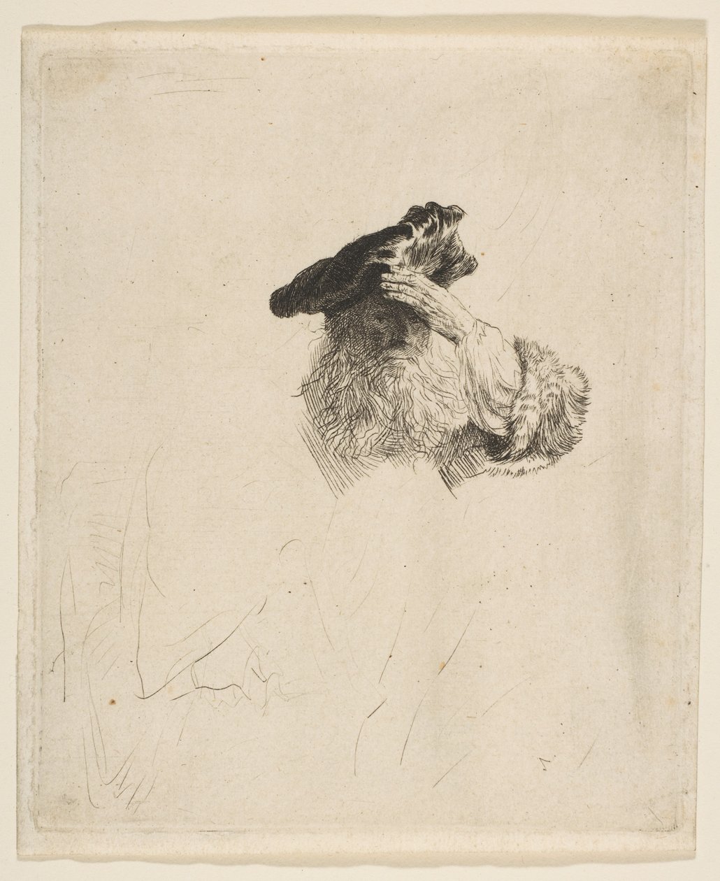 Vieil homme se protégeant les yeux avec sa main, vers 1639 - Rembrandt van Rijn