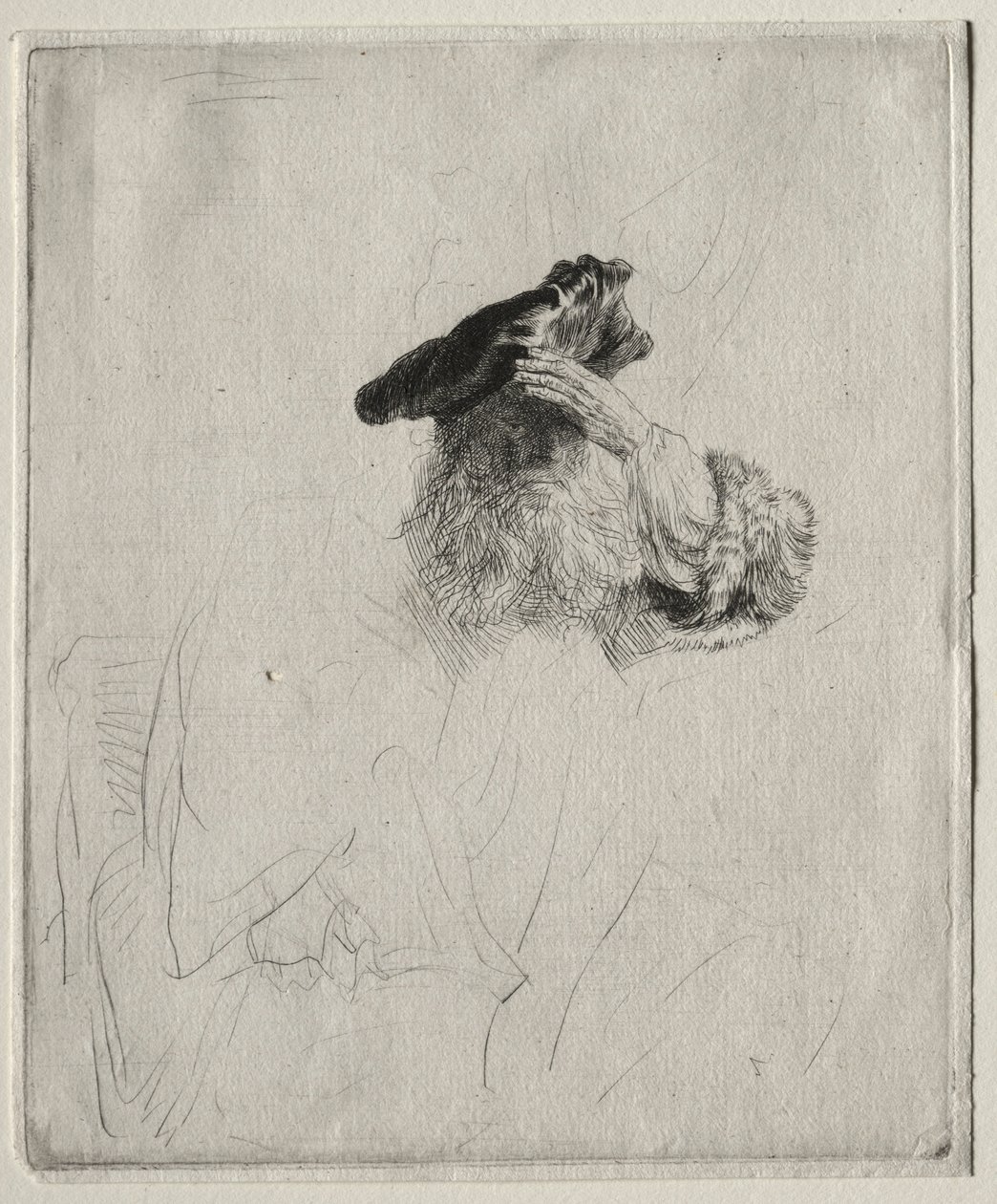 Vieil homme se protégeant les yeux avec sa main, vers 1639 - Rembrandt van Rijn