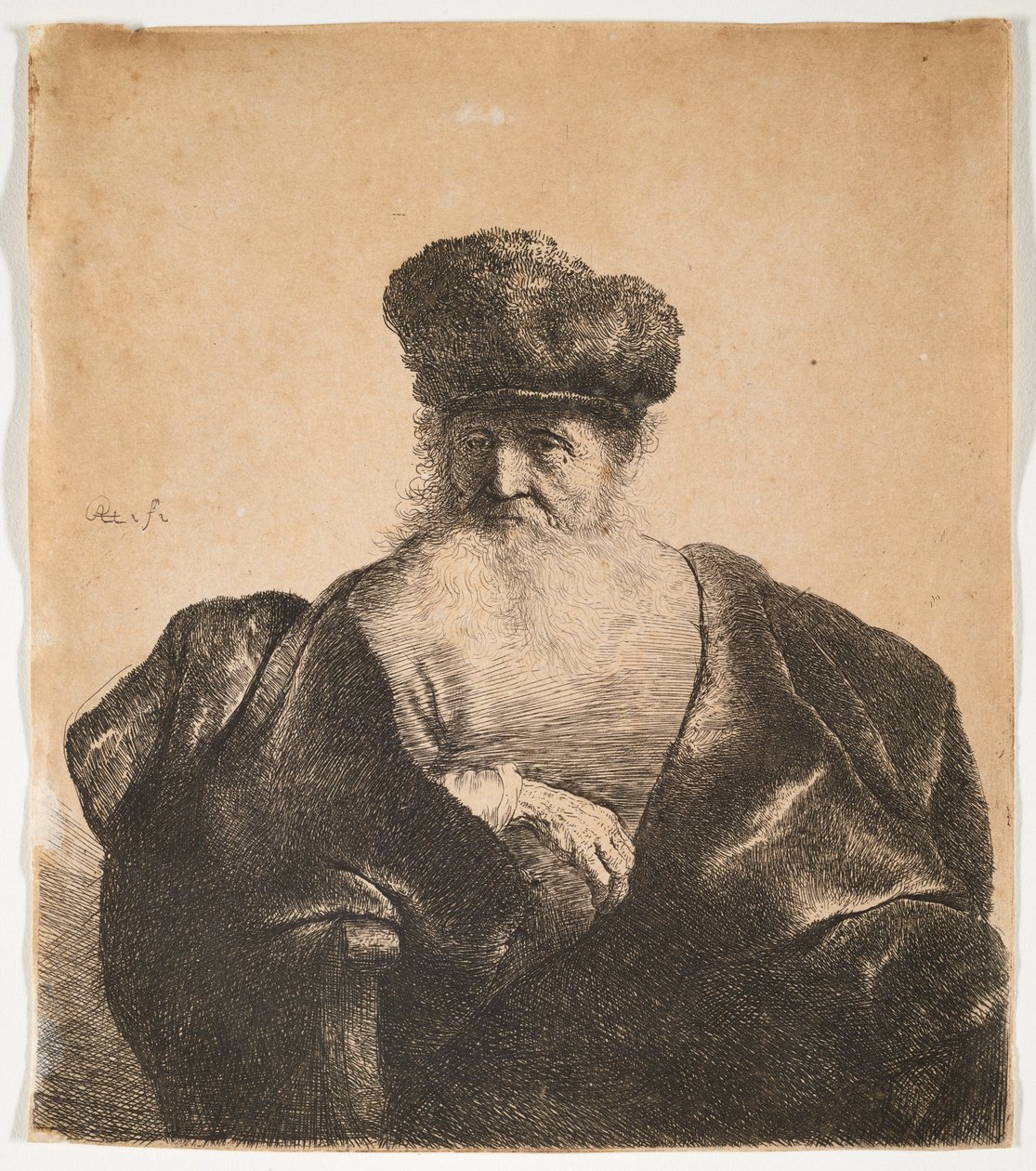 Vieil homme barbu, coiffé d
