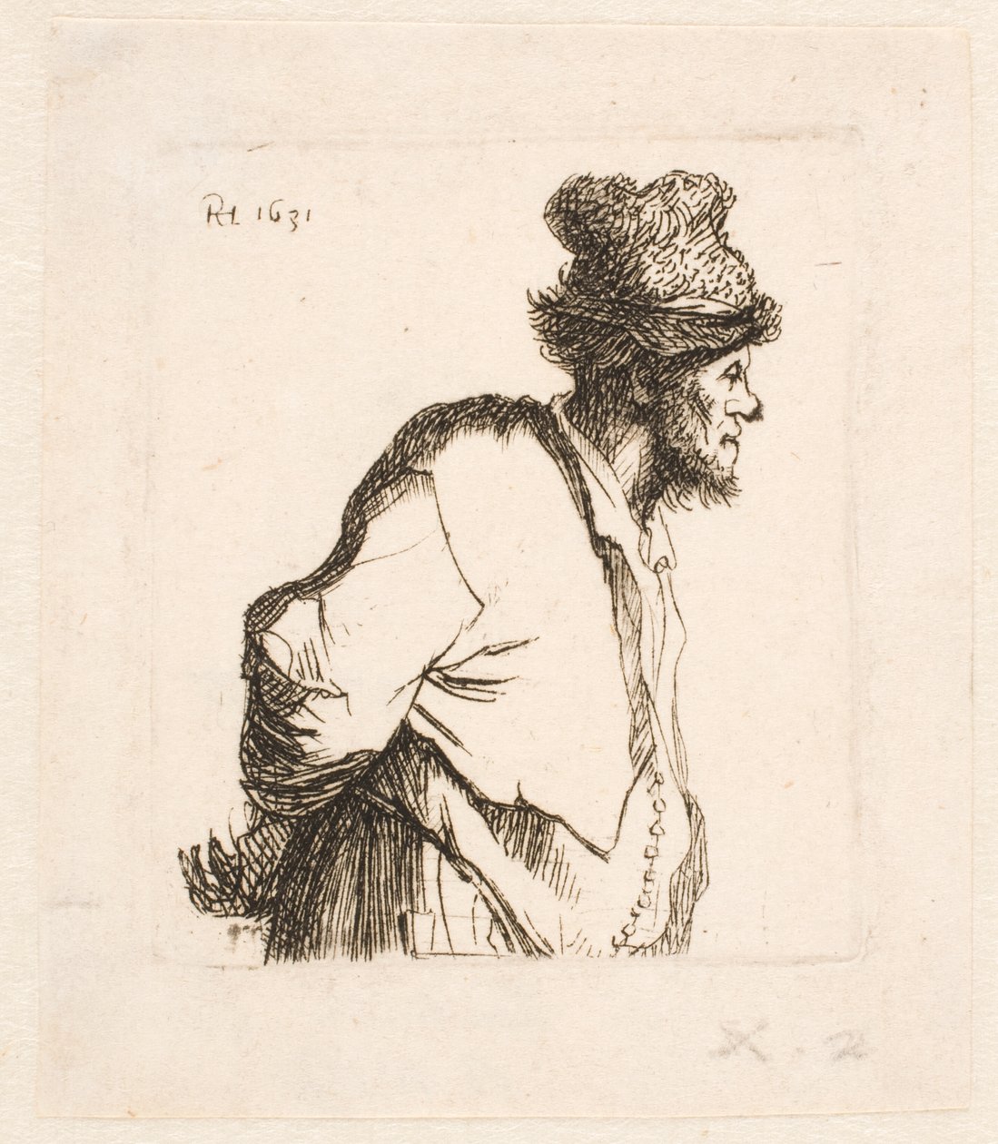 Paysan, les mains derrière le dos - Rembrandt van Rijn