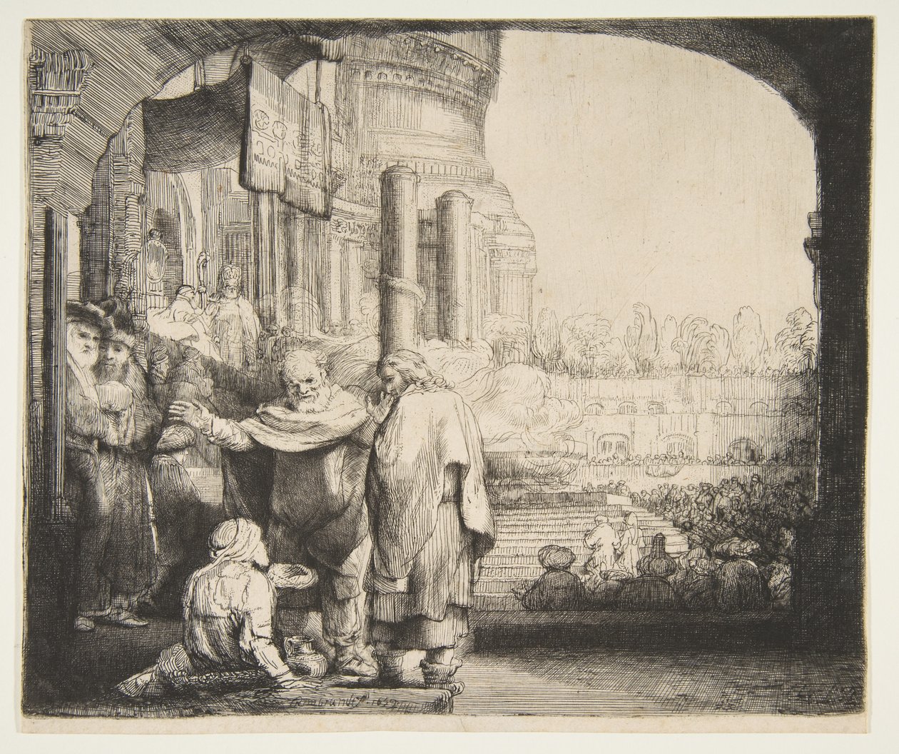 Pierre et Jean guérissant le paralytique à la porte du temple, 1659 - Rembrandt van Rijn