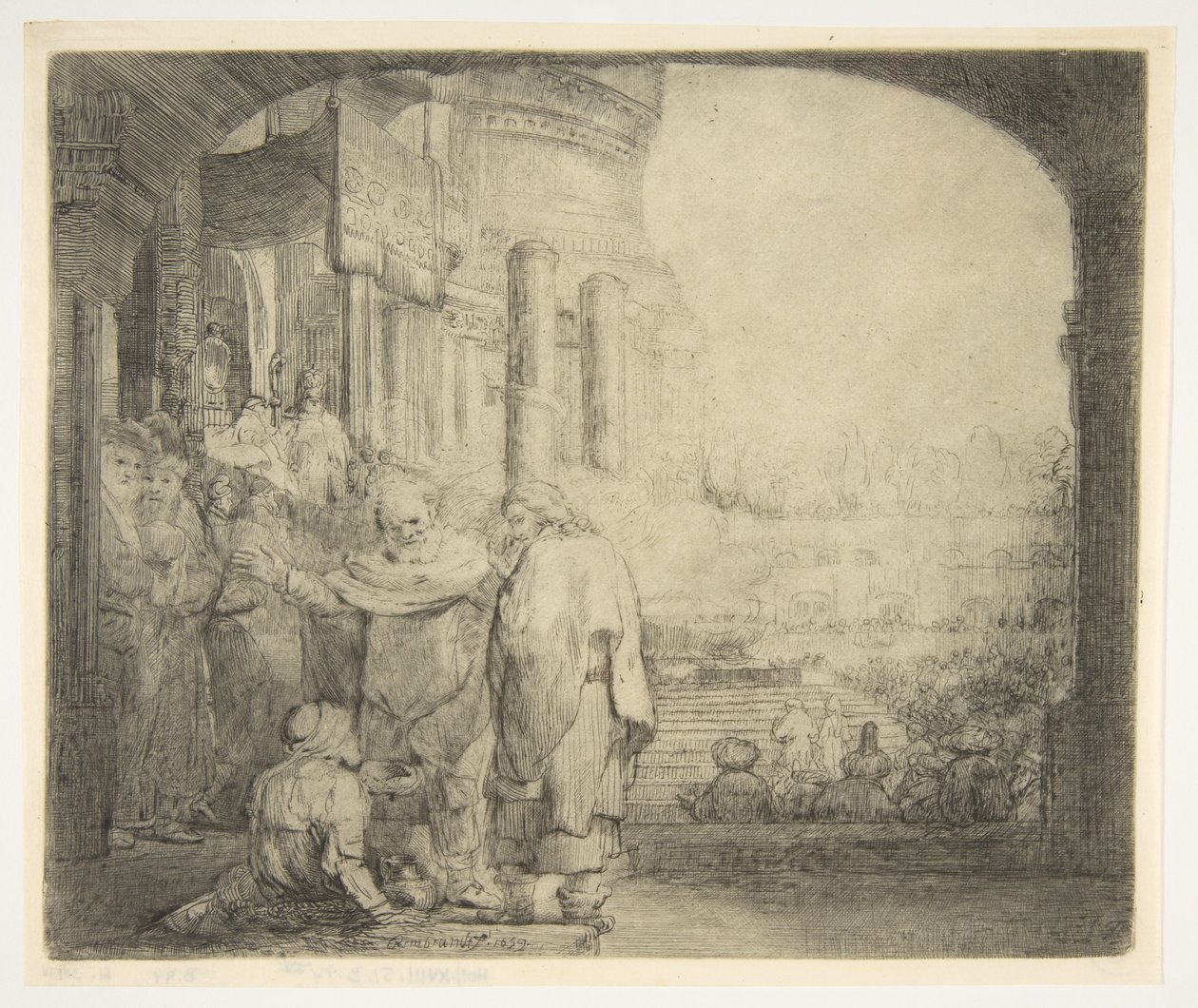 Pierre et Jean guérissant le paralytique à la porte du Temple, 1659 - Rembrandt van Rijn