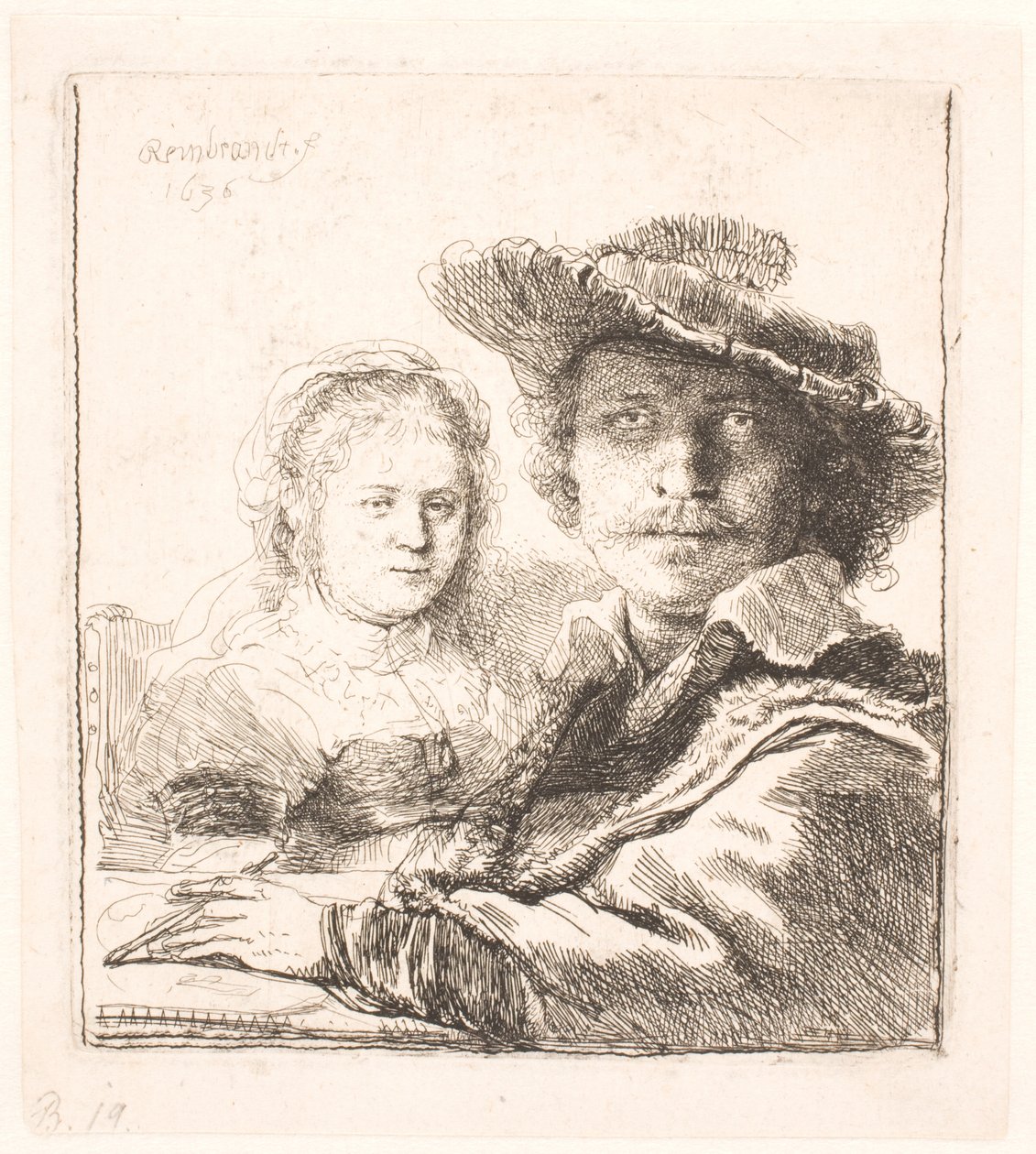 Rembrandt et sa femme Saskia : bustes - Rembrandt van Rijn