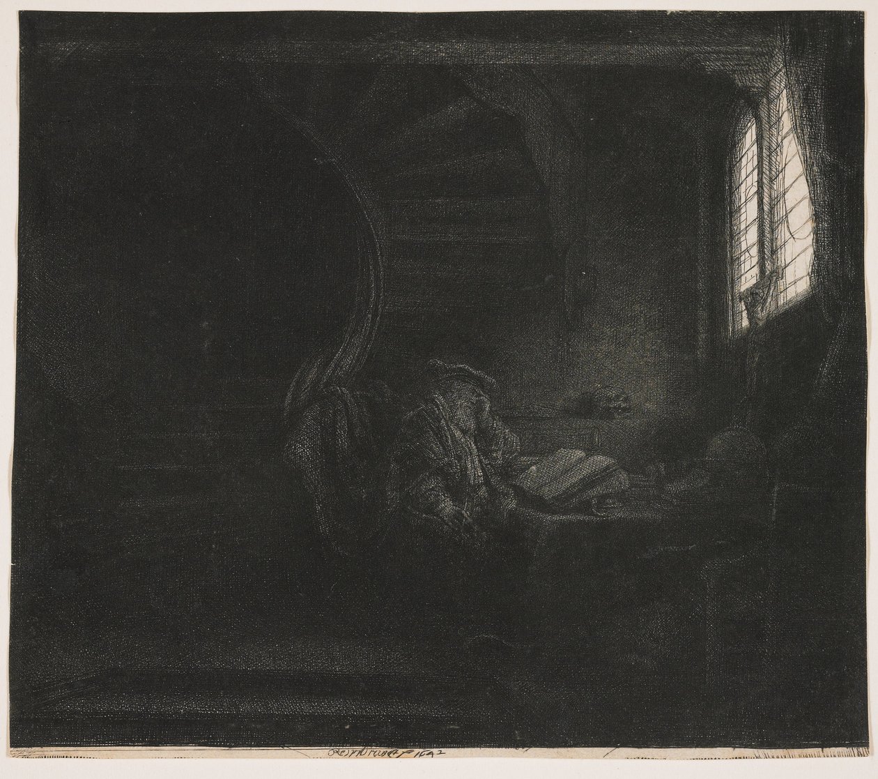 Saint Jérôme dans une pièce sombre - Rembrandt van Rijn