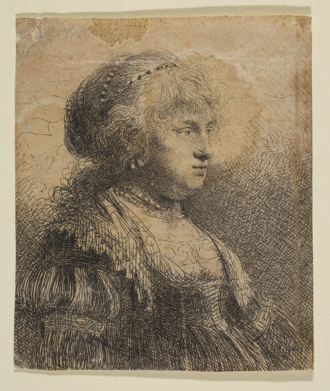 Saskia avec des perles dans les cheveux, 1634 - Rembrandt van Rijn